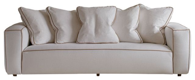 White Linen Sofa With Piping | Andrew Martin Hogarth - Transitional ... throughout Off-White Vintage Sofa, Oroa Barrow
