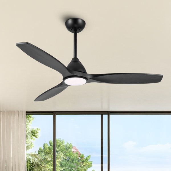 Willa Arlo Interiors 52" Balmer 3 - Blade Led Smart Propeller Ceiling Fan With Remote Control ... pertaining to Maximizing Energy Efficiency with Your 52 Inch Black Crystal Smart Ceiling Fan