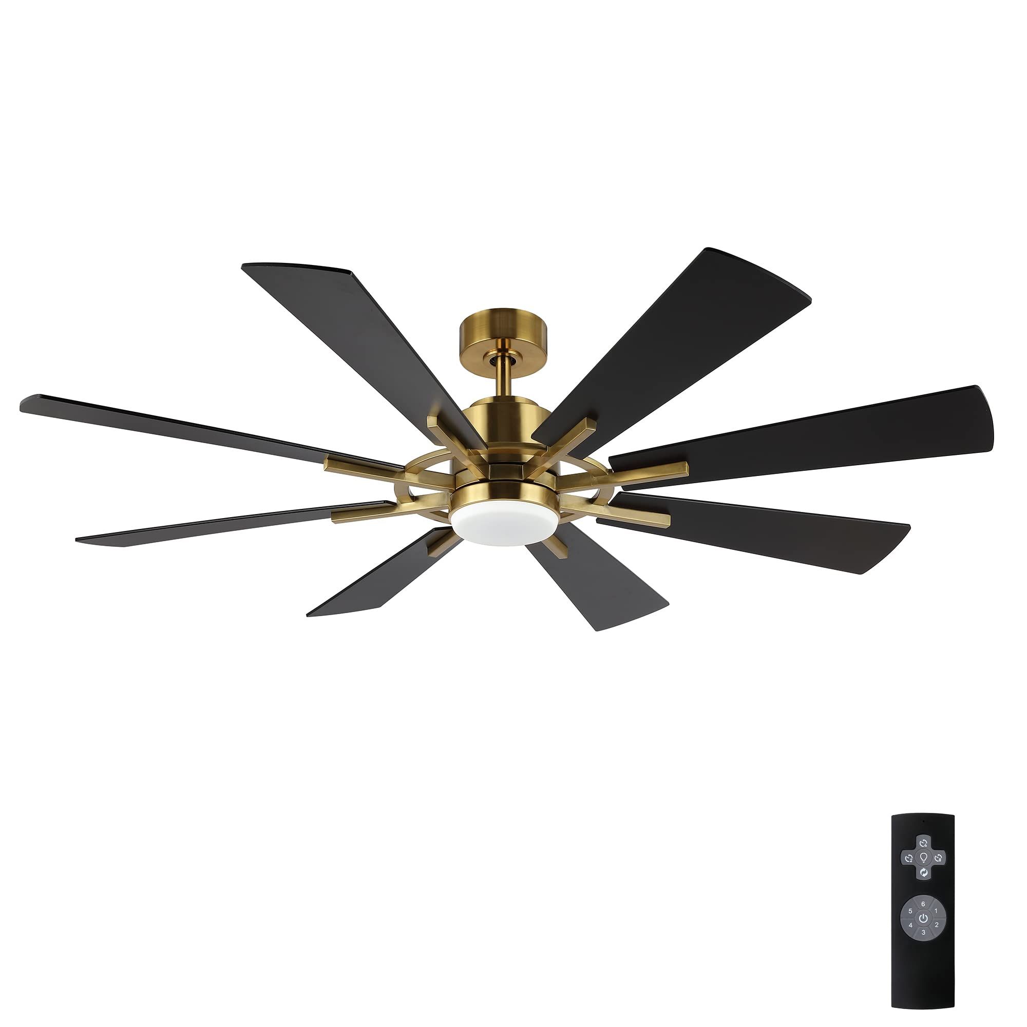 Wingbo 60" Dc Ceiling Fan With Lights And Remote Control, Matte Black ... inside 60 In Modern Ceiling Fan With 8 Blades, Remote Control In Matte Black