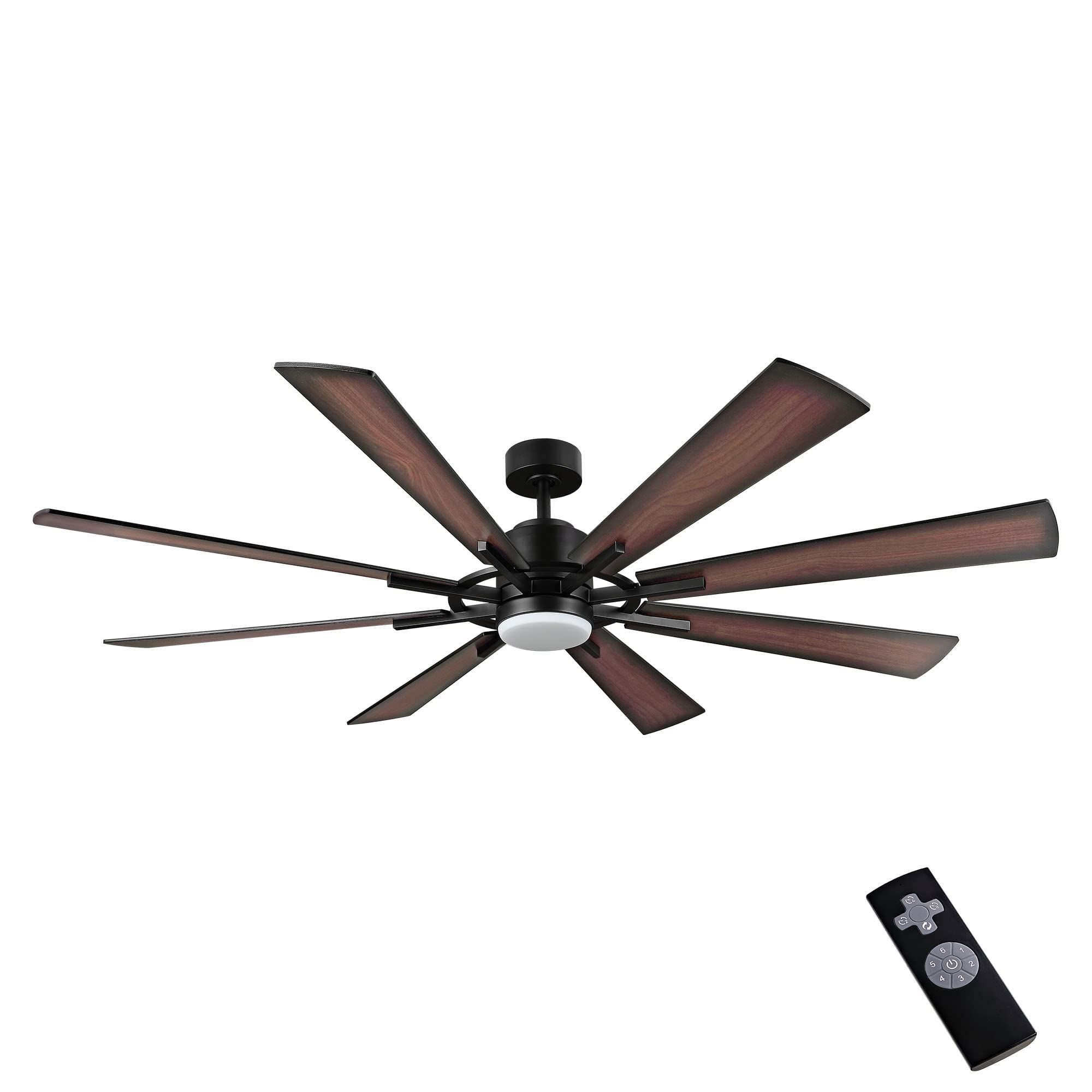 Wingbo 60" Dc Ceiling Fan With Lights And Remote Control, Matte Black ... intended for 60 In Modern Ceiling Fan With 8 Blades, Remote Control In Matte Black