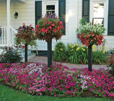 Wooden Post Border Column Trio Kit - Pamela Crawford Basket Planters throughout Pamela Crawford Border Column Kit