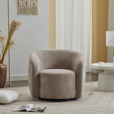 Wrought Studio Castillon 31" Wide Chenille Upholstered Swivel Accent ... pertaining to Caring for Your Castillon Modern Chenille Armchair Maintaining its Beauty