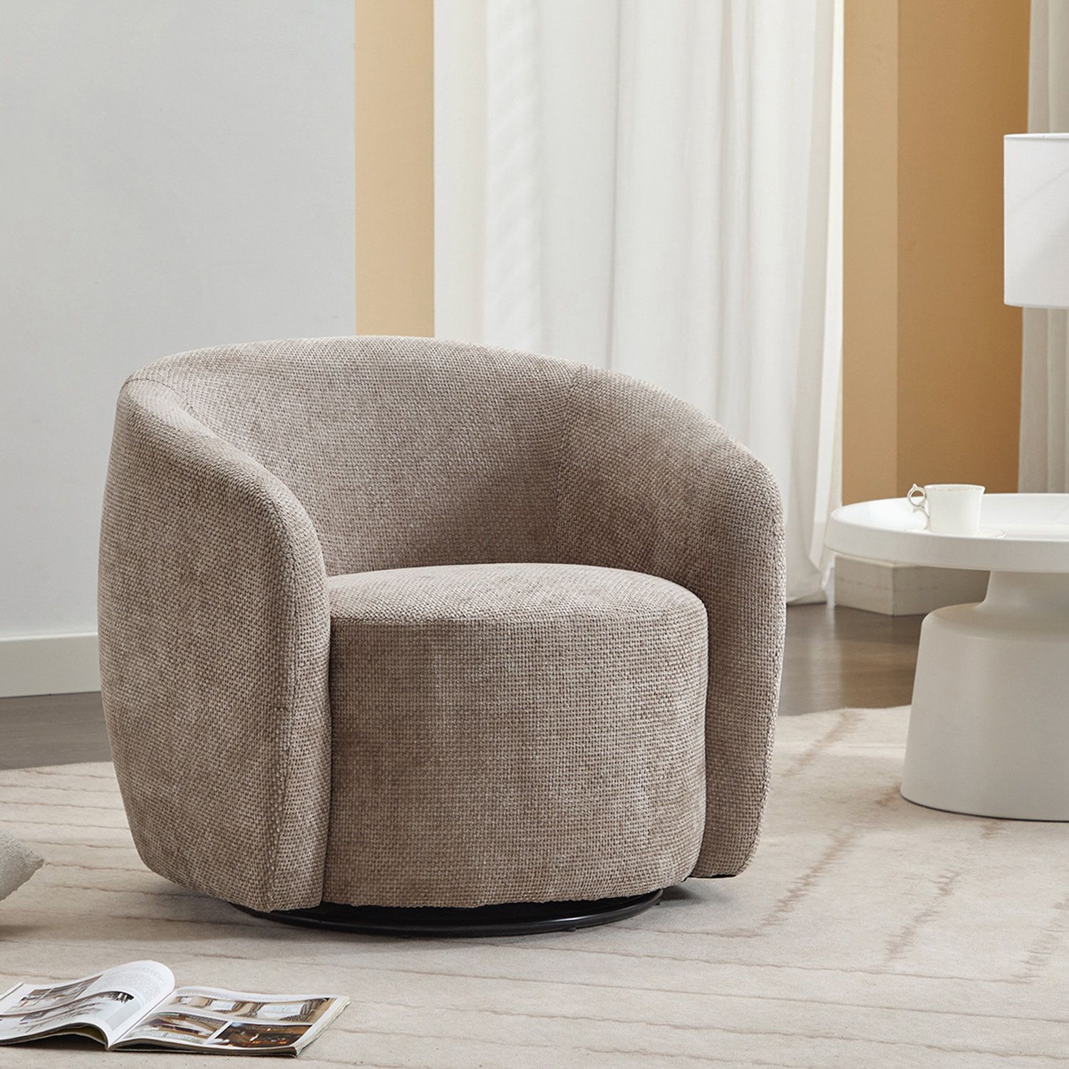 Wrought Studioâ„¢ Castillon 31" Wide Chenille Upholstered Swivel Accent ... with Castillon Modern Chenille Upholstered Arm Accent Chair