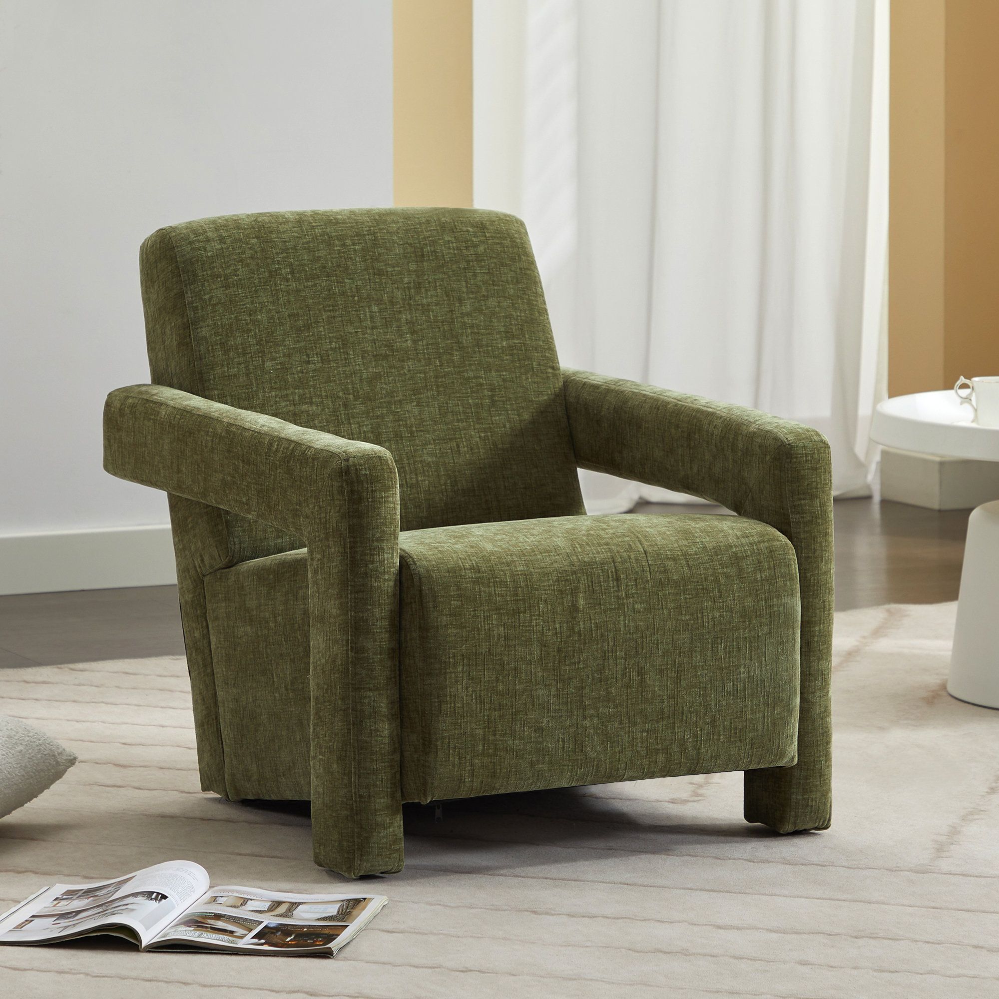 Wrought Studioâ„¢ Castillon Modern Chenille Upholstered Arm Accent Chair ... within Castillon Modern Chenille Upholstered Arm Accent Chair