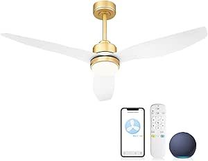 Youkain Ceiling Fan With Lights, 52 Inch Smart Ceiling Fan Remote & App Control, Gold Ceiling ... throughout Maximizing Energy Efficiency with Your 52 Inch Black Crystal Smart Ceiling Fan