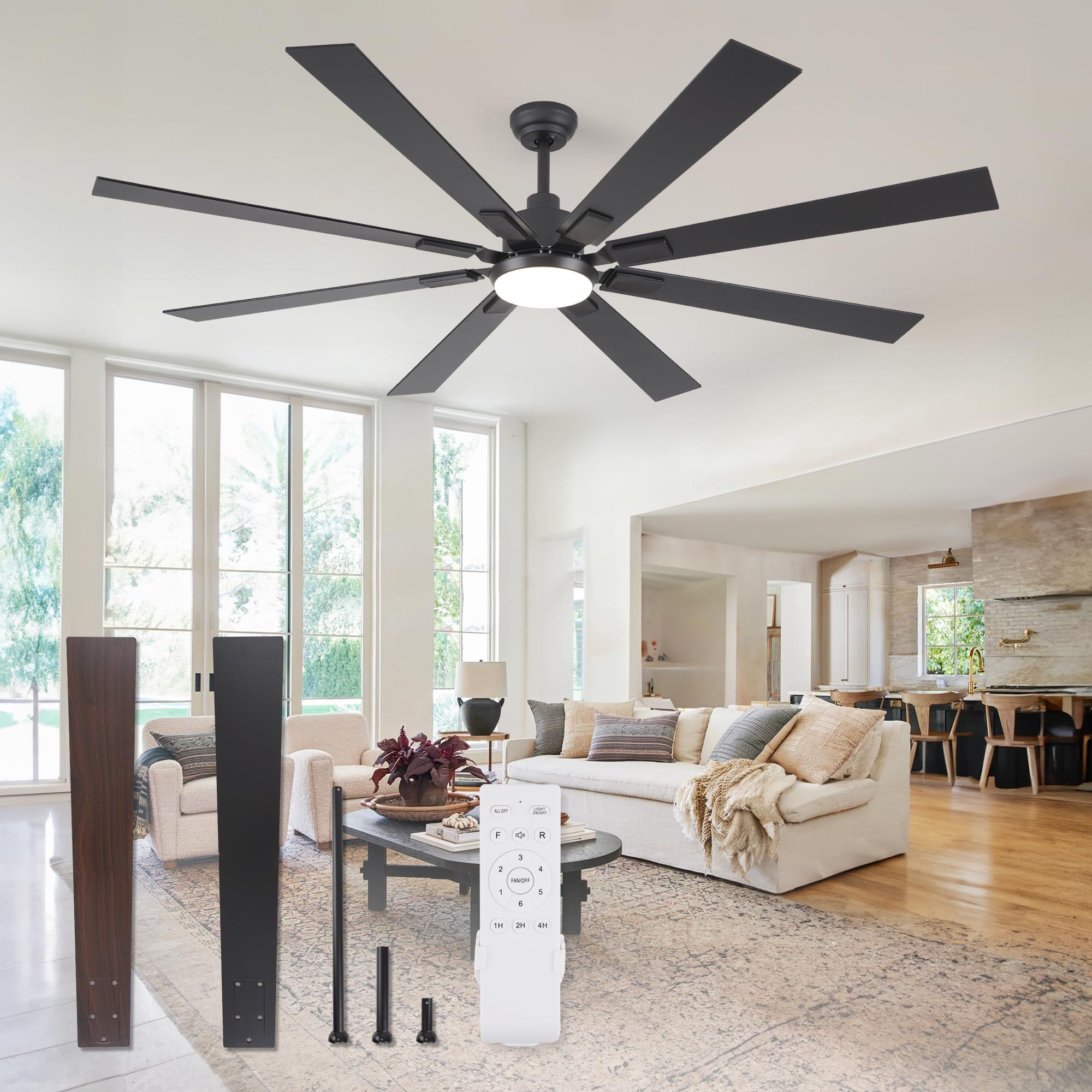 Zmishibo 72 Inch Large Ceiling Fans With Lights Remote Control, Indoor ... for 28 In. Modern Integrated Led Indoor Ceiling Fan With Remote Control And Dc Motor