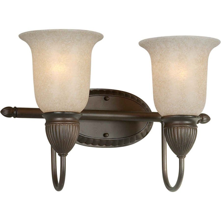 2-Light Shandy Antique Bronze Bathroom Vanity Light At Lowes.com regarding Antique Bronze Vanity Lights Enhancing Your Bathroom's Character