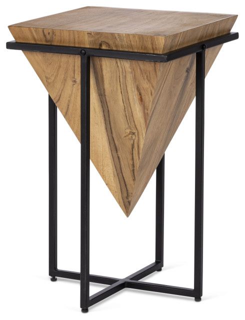 22.5" Mango Wood Side Table With Metal Frame - Industrial - Side Tables ... intended for