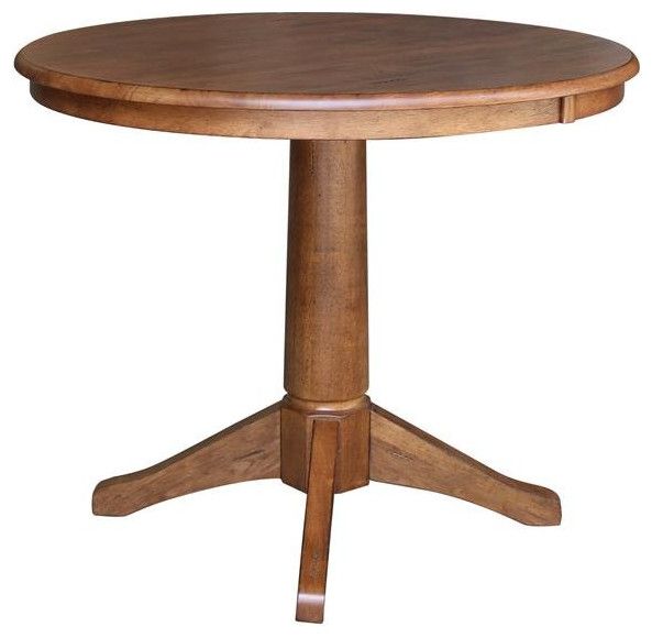 36" Solid Wood Round Top Pedestal Table In Distressed Oak - 29.9 ... inside 30" Solid Wood Round Top Pedestal Table In Distressed Oak - 29.9" Height