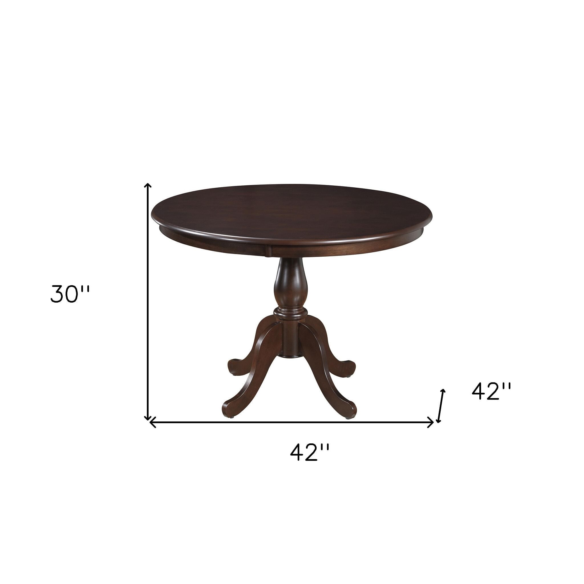 42" Espresso Brown Round Turned Pedestal Base Wood Dining Ta pertaining to 30" Dark Brown Round Turned Pedestal Base Wood Dining Table