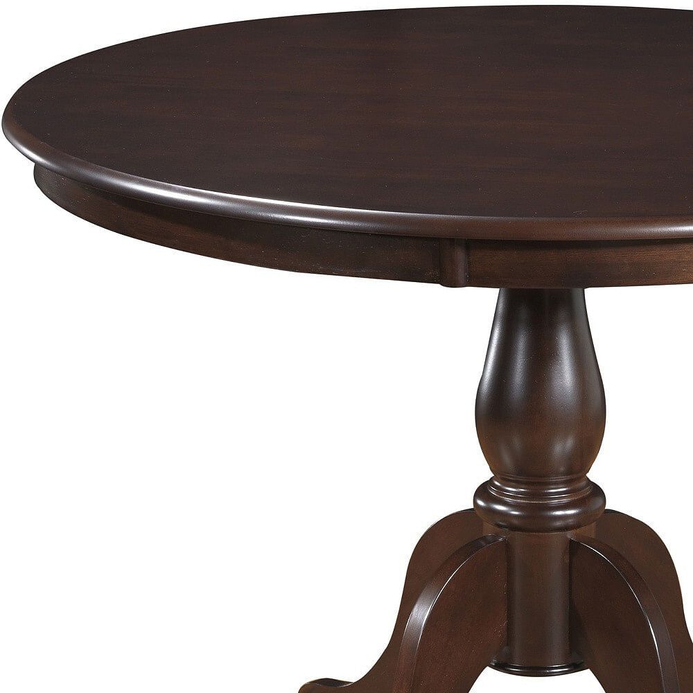 42" Espresso Brown Round Turned Pedestal Base Wood Dining Ta within 30" Dark Brown Round Turned Pedestal Base Wood Dining Table