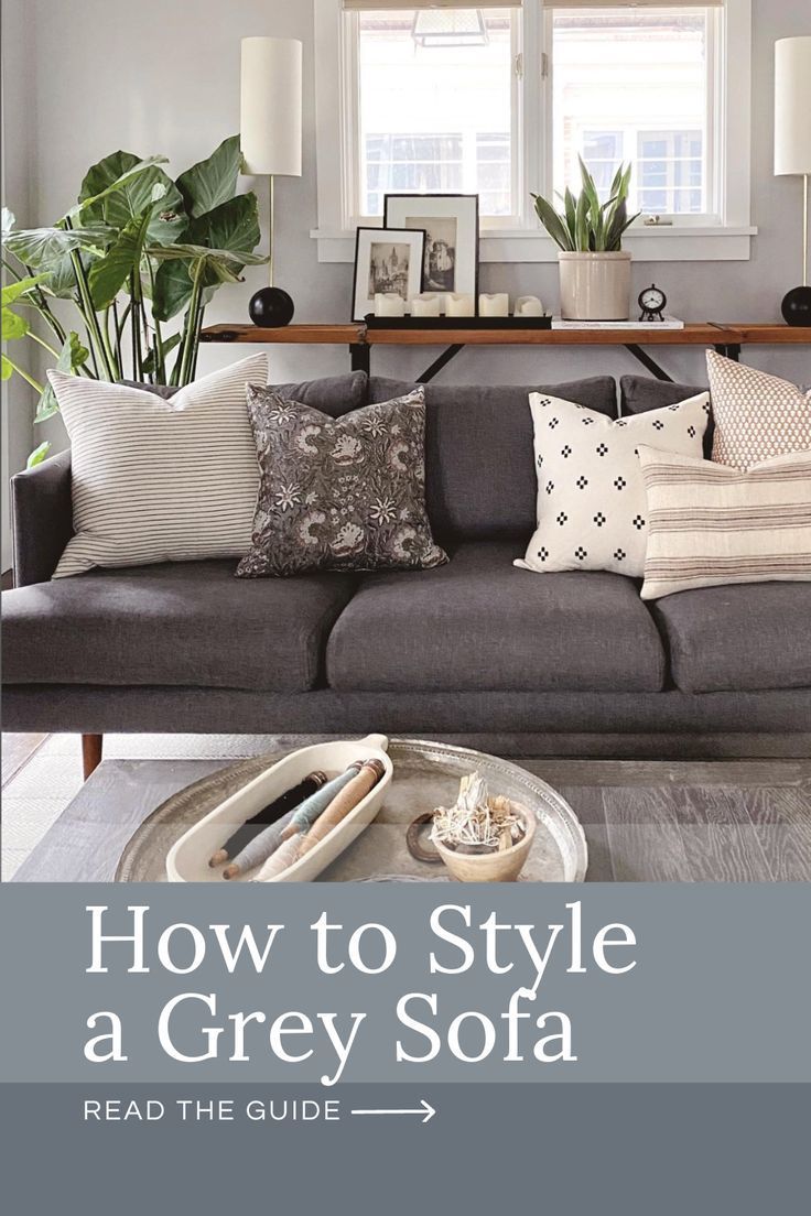5 Pillow Combinations For A Dark Grey Couch | Grey Sofa Living Room ... intended for