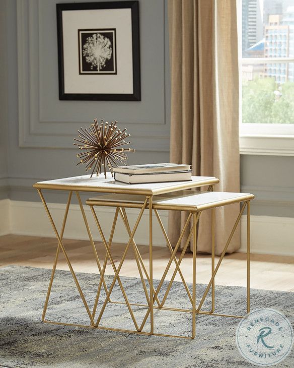 930075 White And Gold Nesting Table From Coaster | Coleman Furniture for