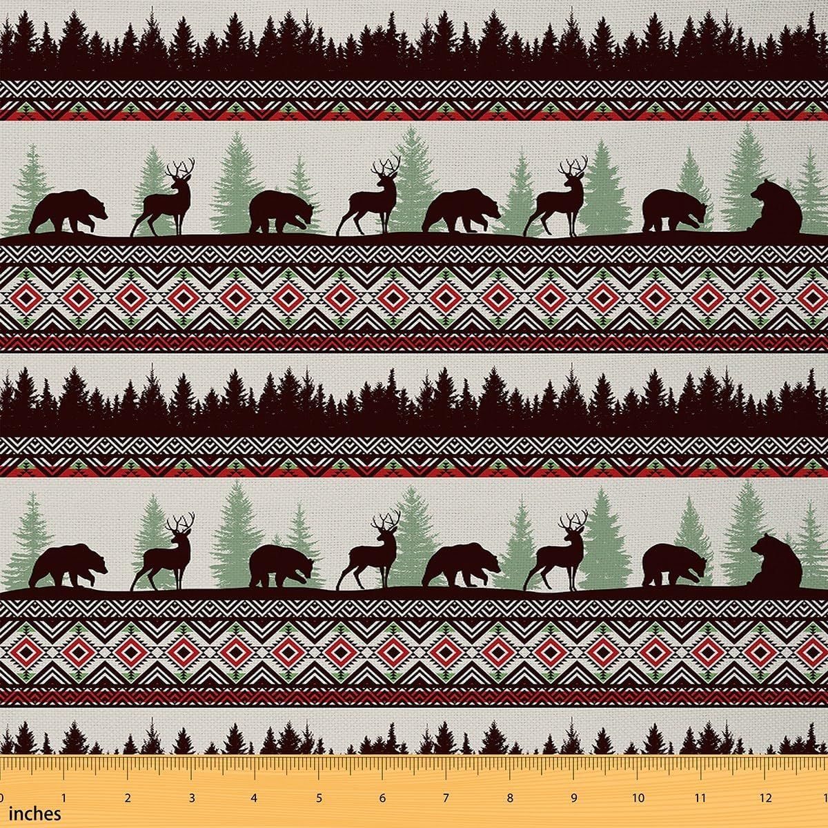 Amazon.com: Western Fabric By The Yard, Bear Elk Deer Upholstery Fabric ... pertaining to