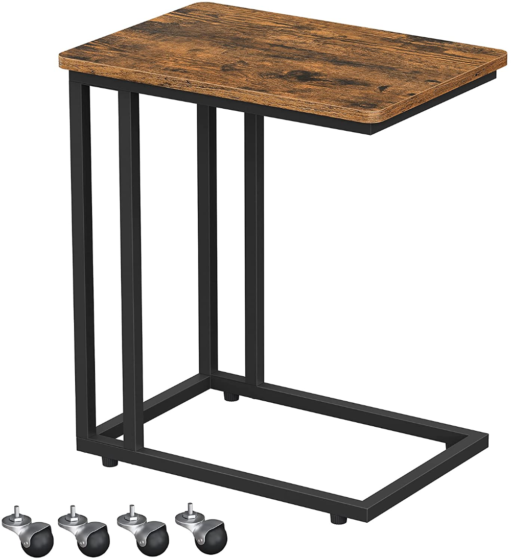 Amazonsmile: Vasagle End Table, Side Table, Tv Tray, C Shaped Snack ... intended for Unveiling the Black Metal Frame Industrial End Table A Design Deep Dive