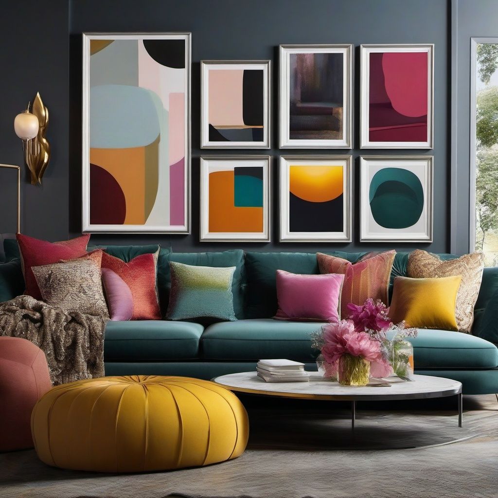 Artistic Gallery Wall - Design Your Living Room Around An throughout Orange Oasis Designing Your Living Room Around the Camacho Sofa