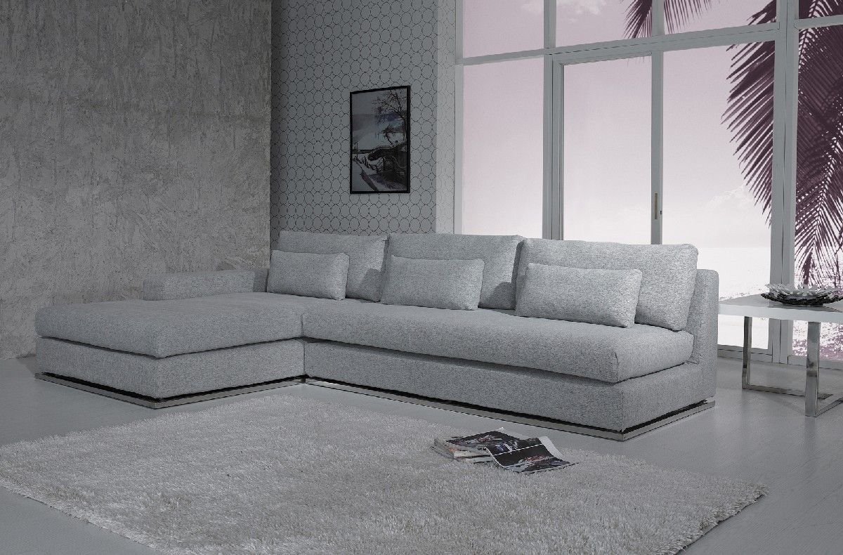 Ashfield Modern Light Grey Fabric Sectional Sofa in