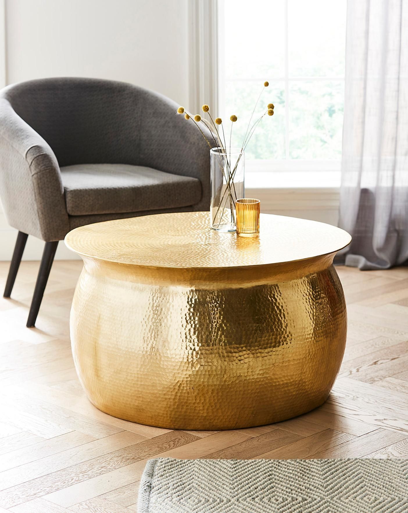 Aula Hammered Metal Coffee Table – Artofit inside