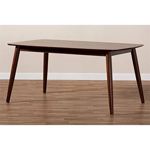 Baxton Studio Edna Mid-Century Modern Walnut Finished Wood Dining Table pertaining to