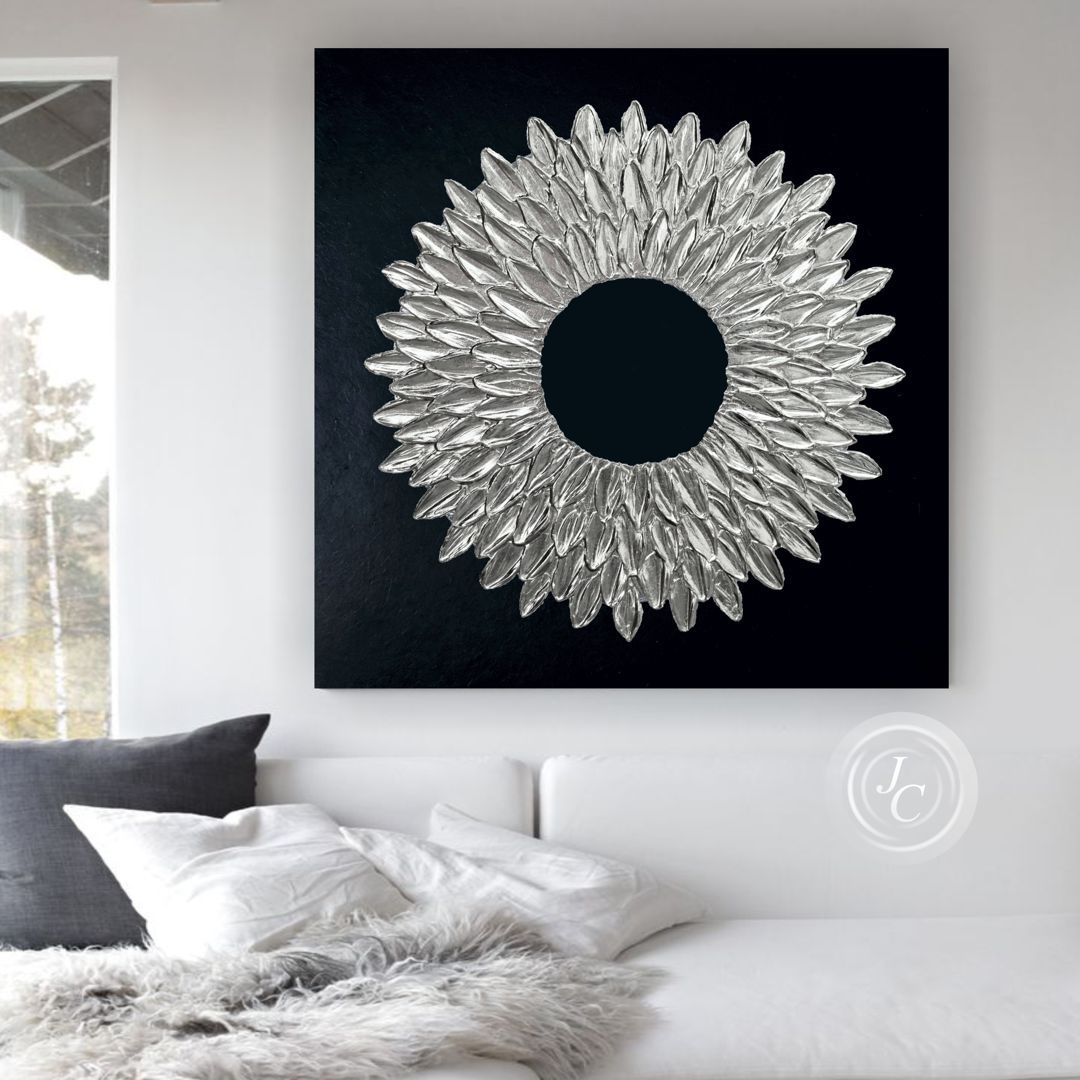 Black And Silver Abstract Wall Art Modern Original Painting - Inspire ... for
