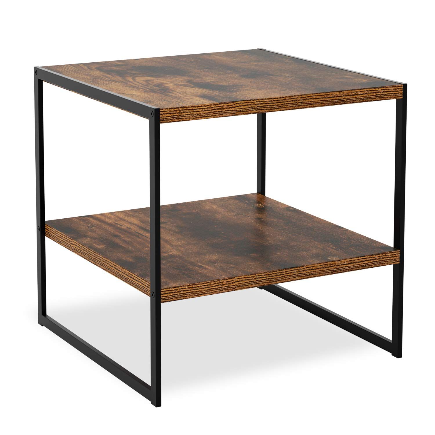Buy Homfa Side Table Industrial Coffee Table 2 Tier End Tables ... intended for Unveiling the Black Metal Frame Industrial End Table A Design Deep Dive