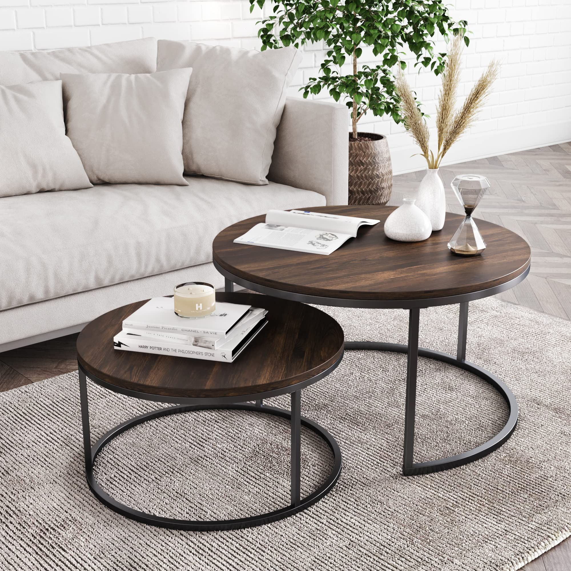 Buy Nathan James Stella Round Modern Nesting Coffee Set Of 2, Stacking ... regarding