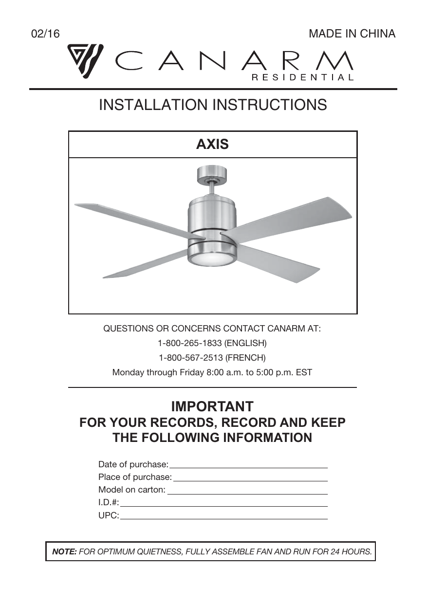Canarm Ceiling Fan Installation Instructions | Shelly Lighting intended for