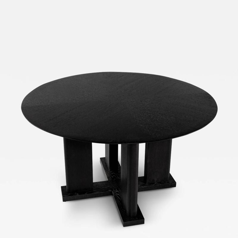 Carrocel Interiors - Modern Round Dining Table In Black Cerused Oak Finish within