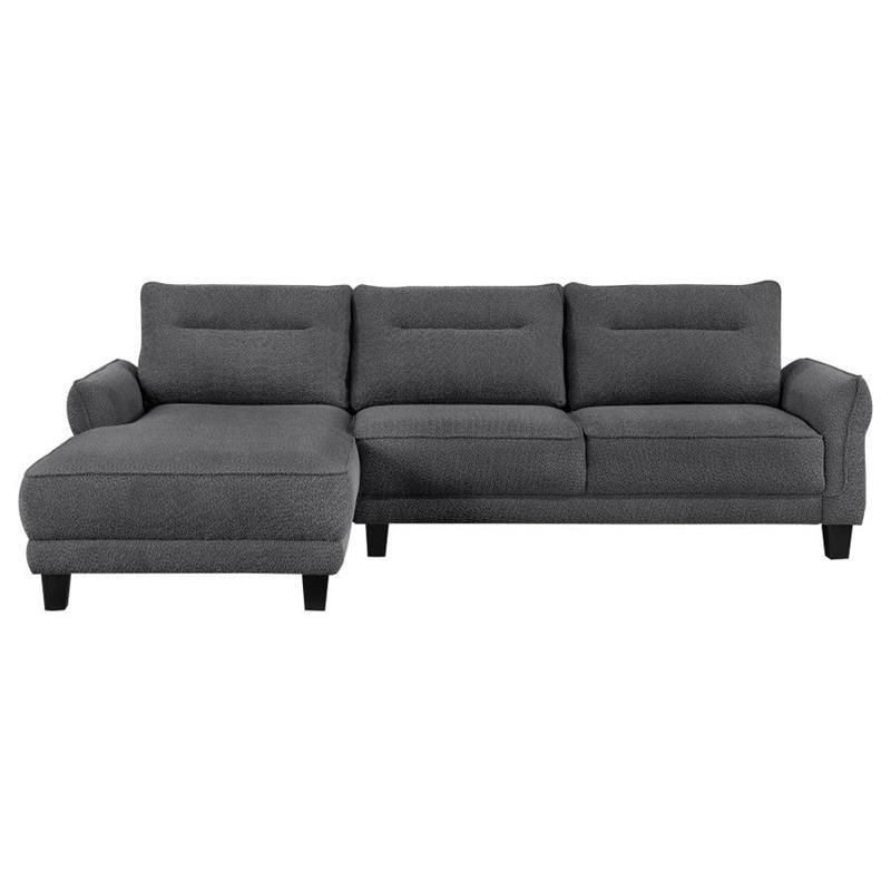 Caspian Upholstered Curved Arms Sectional Sofa Grey regarding