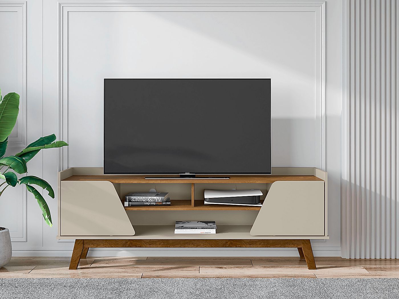 Caughey Ii Off-White Beige,White 63&quot; Console | Rooms To Go regarding