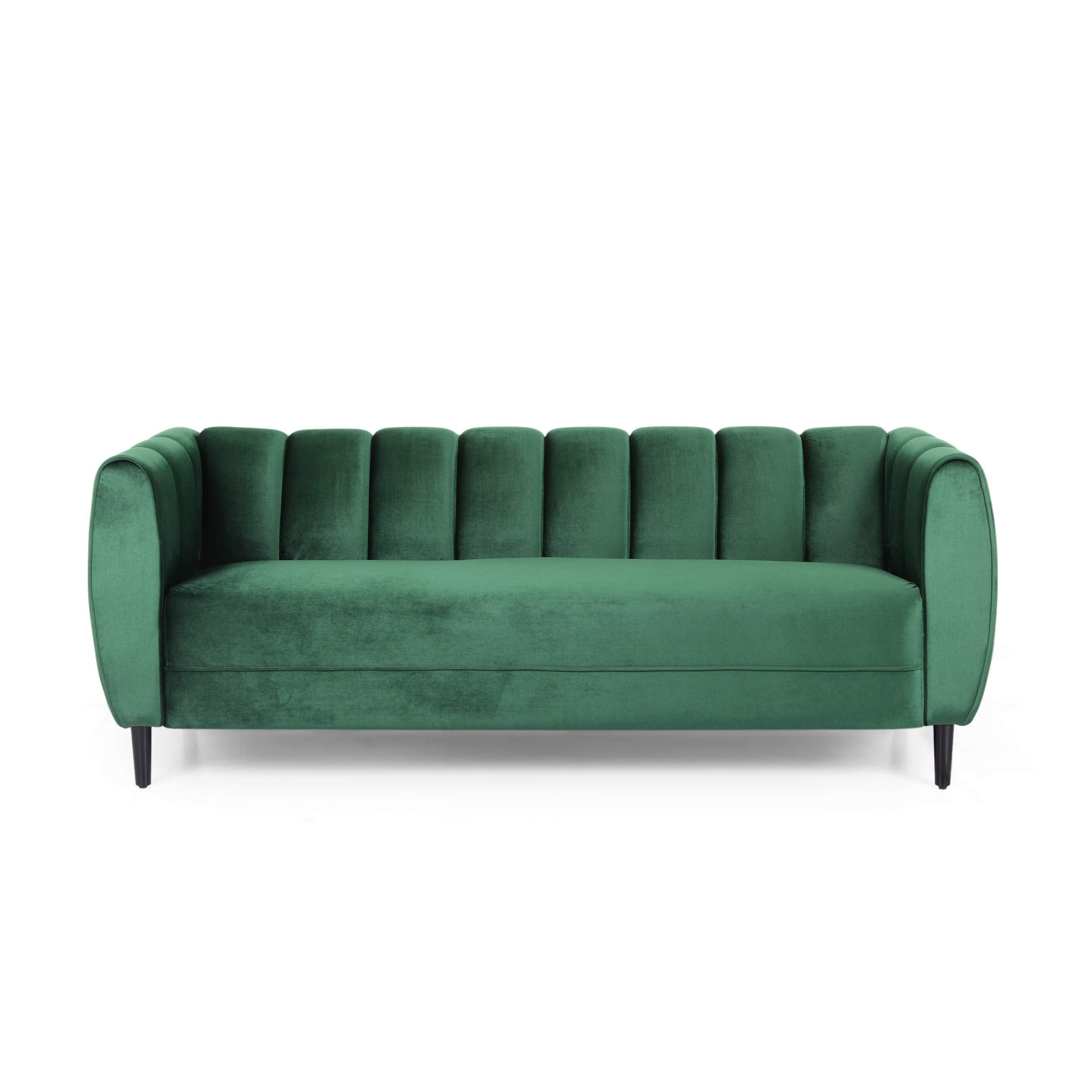 Christopher Knight Home Miranda Velvet 3 Seater Sofa, Emerald, Dark ... with