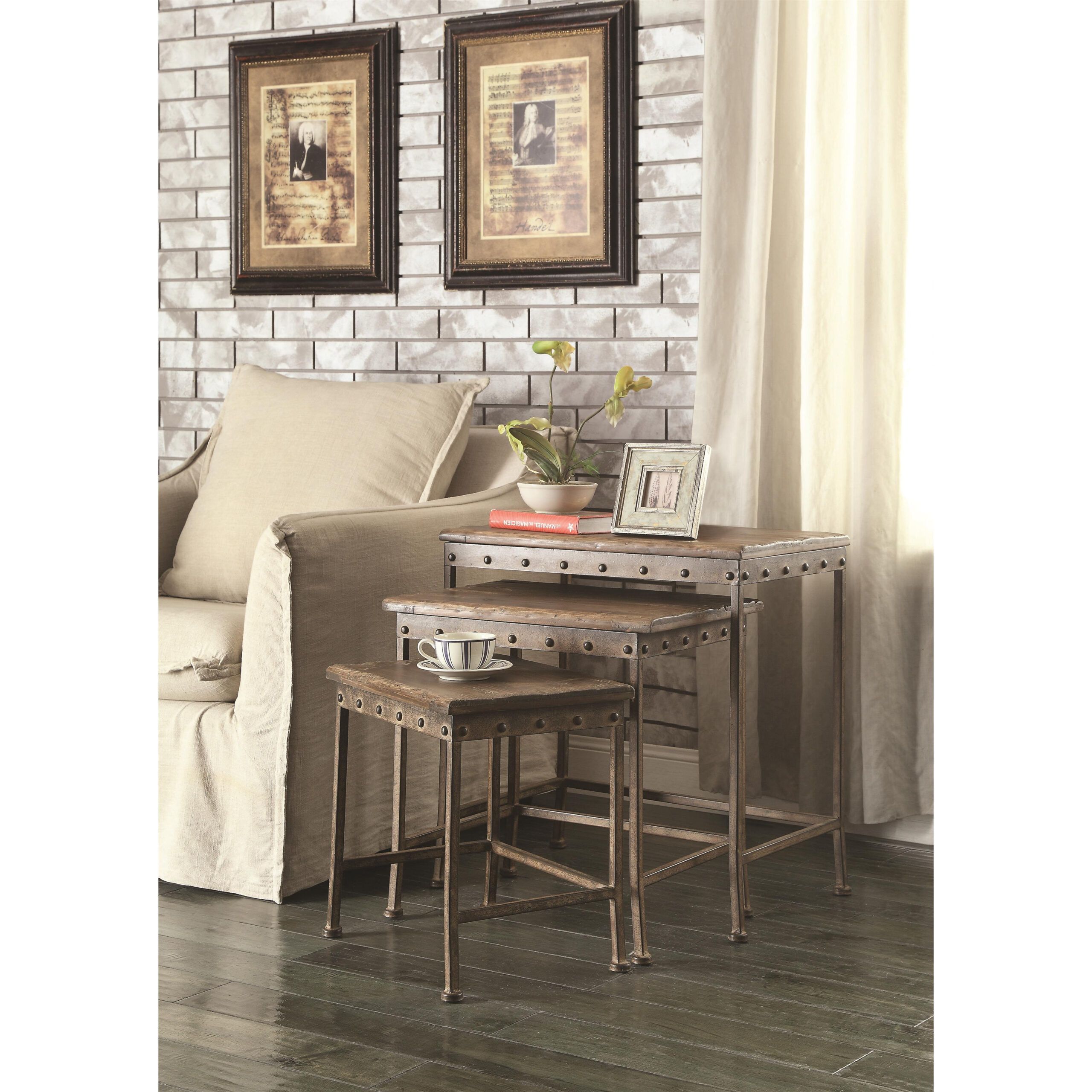 Coaster Nesting Tables Set Of Three Nesting Tables With Antique Brown ... throughout