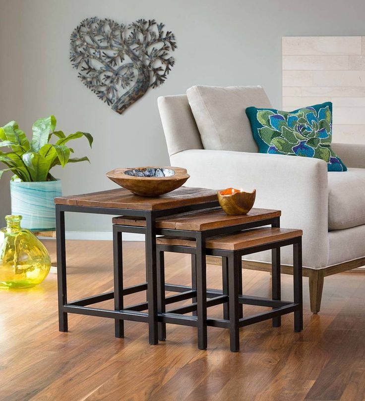 Crafted Of Reclaimed Wood, Each Eco-Friendly Table Set Is Unique With ... intended for Sustainable Style The Winston Nesting Table's Commitment to Eco-Friendly Design