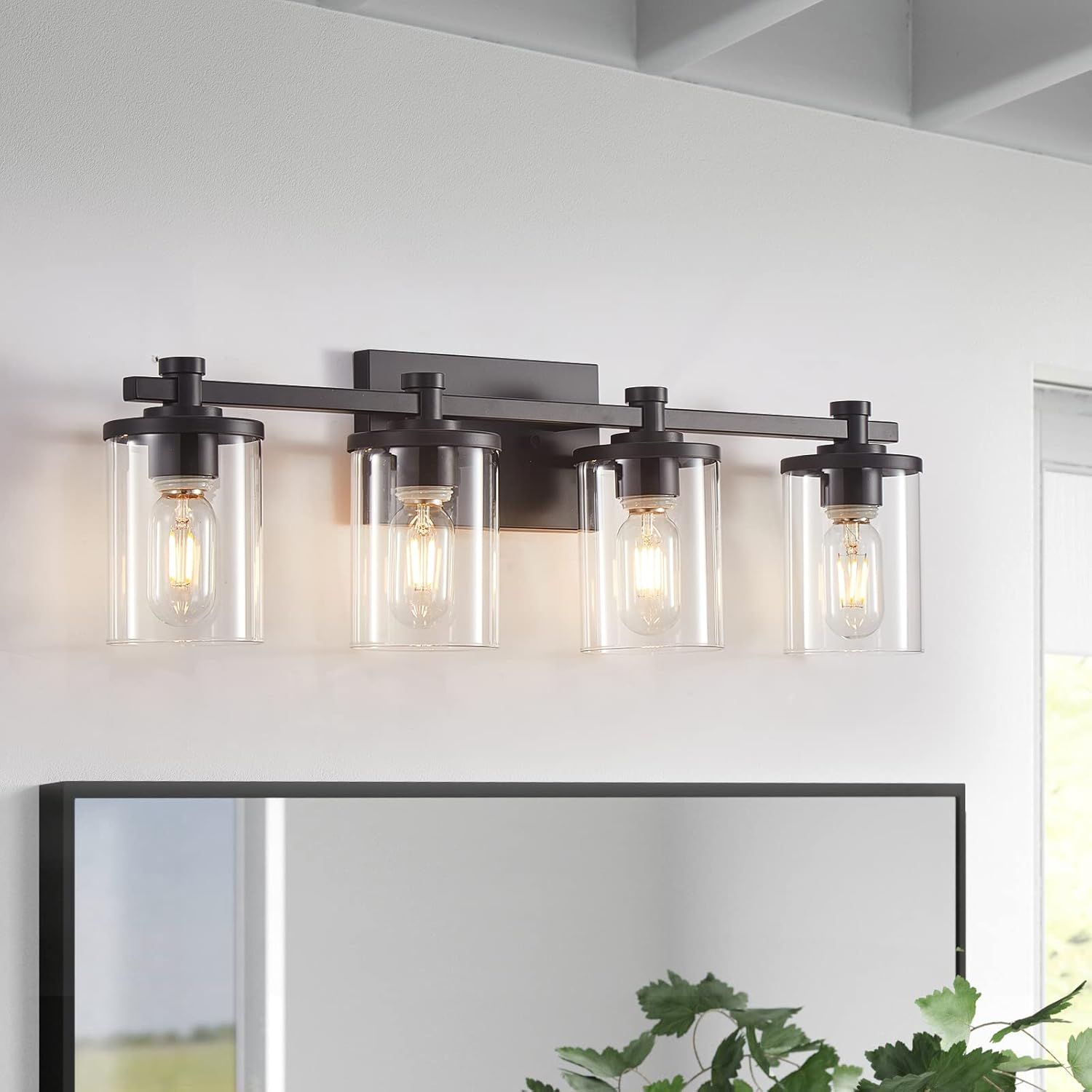 Diniluse 4 Light Bathroom Vanity Light Fixtures, Black Vanity Lights ... throughout