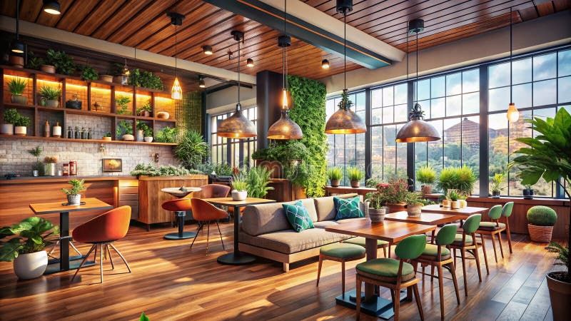 Discover A Modern Cafe Bar Oasis Warm Inviting Interior Spaces Ideal ... regarding From Coffee to Conversation Enhancing Your Home with Thoughtfully Chosen Tables