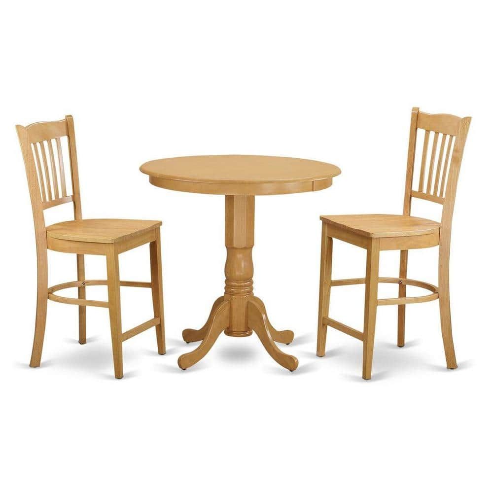 East West Furniture 3-Piece Natural Oak Finish Solid Wood Top - Dining ... regarding