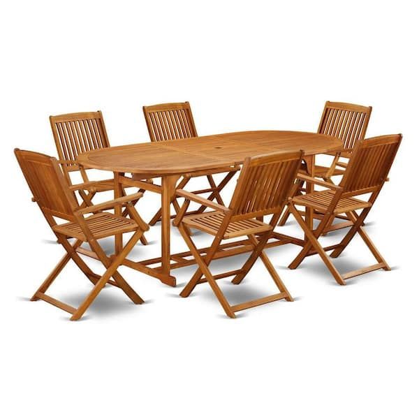 East West Furniture 7-Piece Natural Oak Finish Solid Wood Top Dining ... regarding The Enduring Appeal of Natural Oak Finishes in Furniture