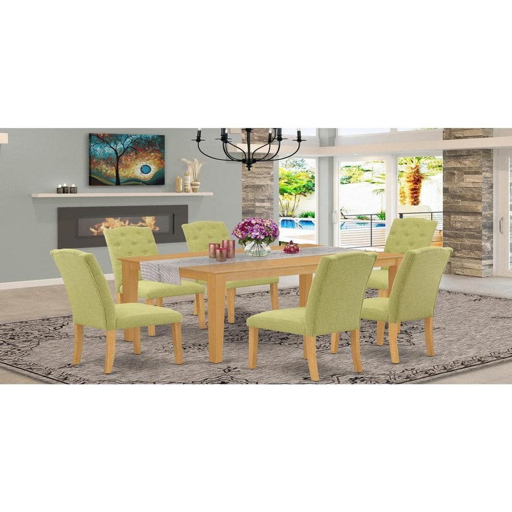 East West Furniture 7-Piece Rectangle Natural Oak Finish Solid Wood Top ... within The Enduring Appeal of Natural Oak Finishes in Furniture