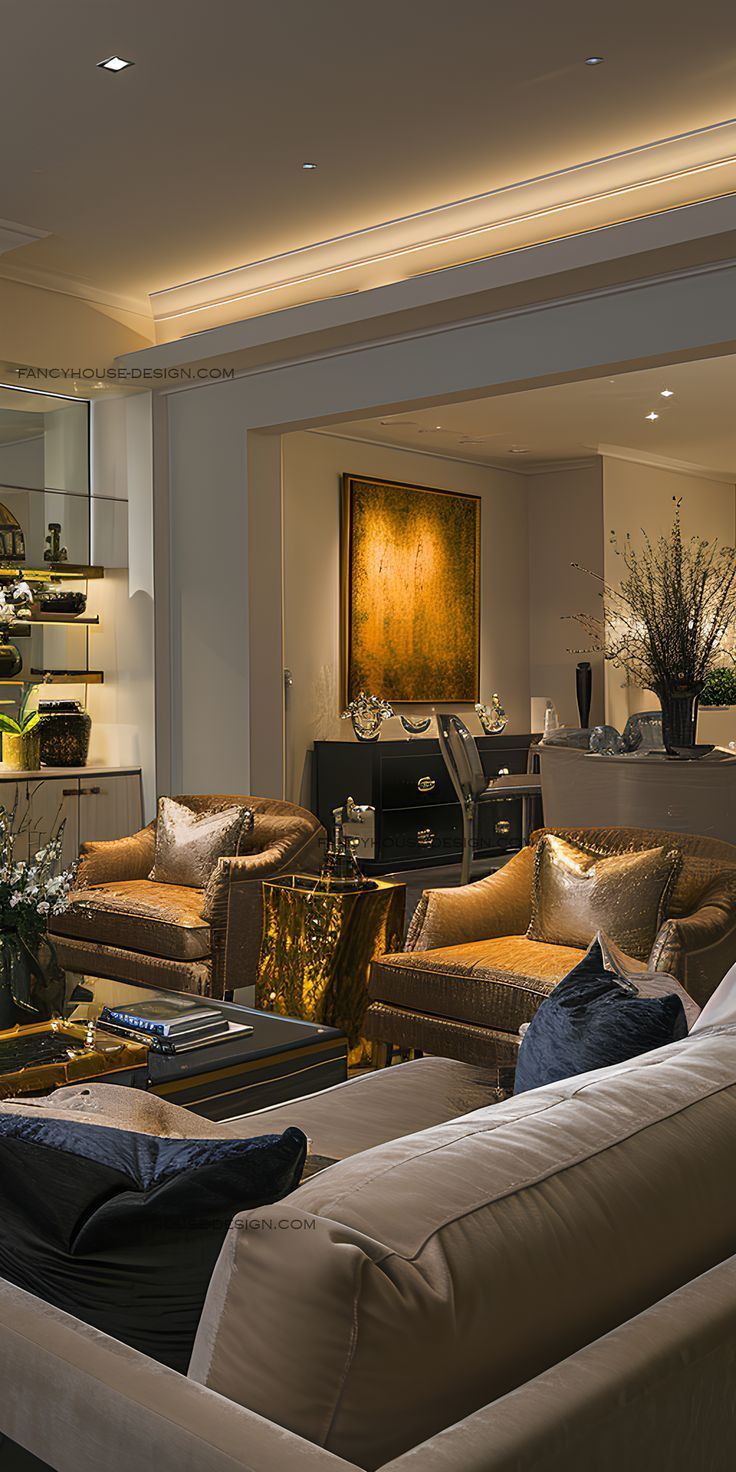 Enhance Your Living Room's Opulence With Contrasting Fabrics And Color ... with regard to