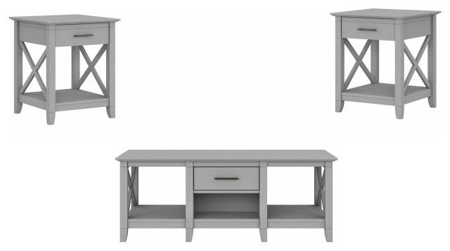 Farmhouse Coffee Table Set With 2 End Tables, X-Sides, Drawers Included ... pertaining to X-Sides and Storage Exploring the Clever Design of Farmhouse Coffee Table Sets