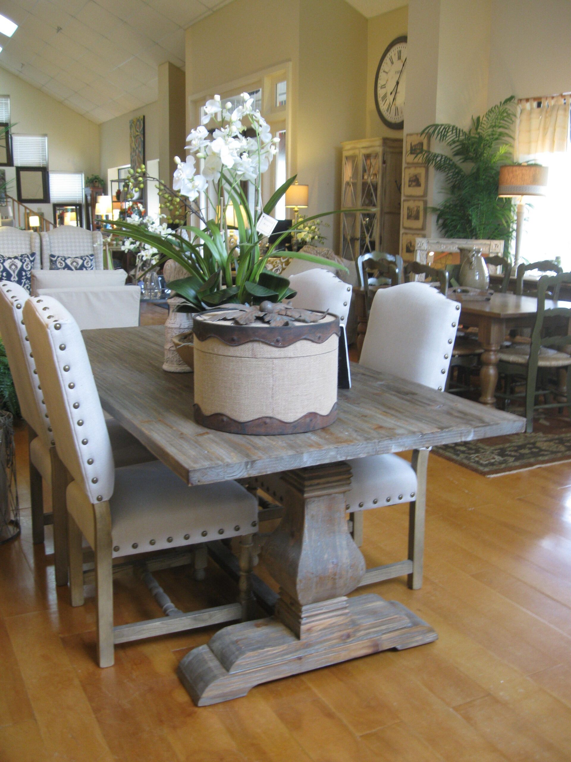 Farmhouse Trestle Table For Rustic Dining Room for