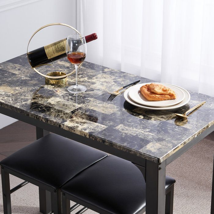 Fleur De Lis Living Tappahannock 3 - Piece Faux Marble Top Dining Set ... for