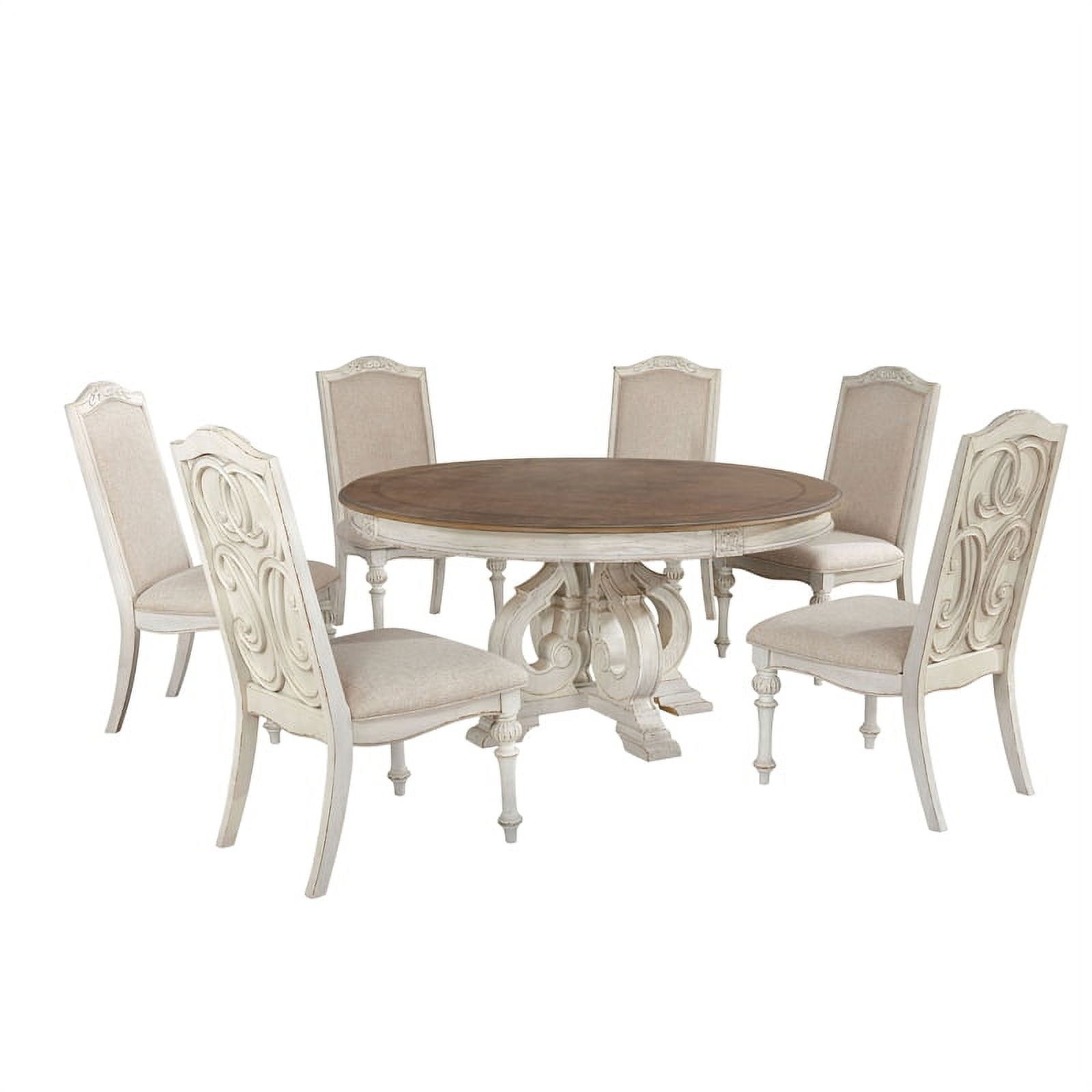 Furniture Of America Clyde Wood 7-Piece Round Dining Table Set In ... inside
