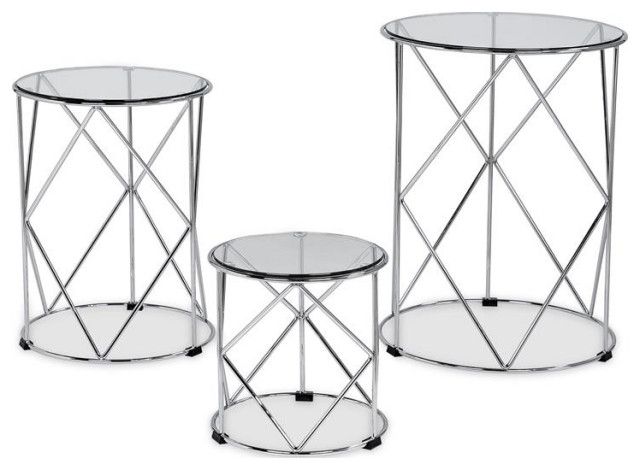 Furniture Of America Nikova Glass Top 3-Piece Nesting Table Set In ... for Exploring the Versatility of the Furniture of America Nikova Collection
