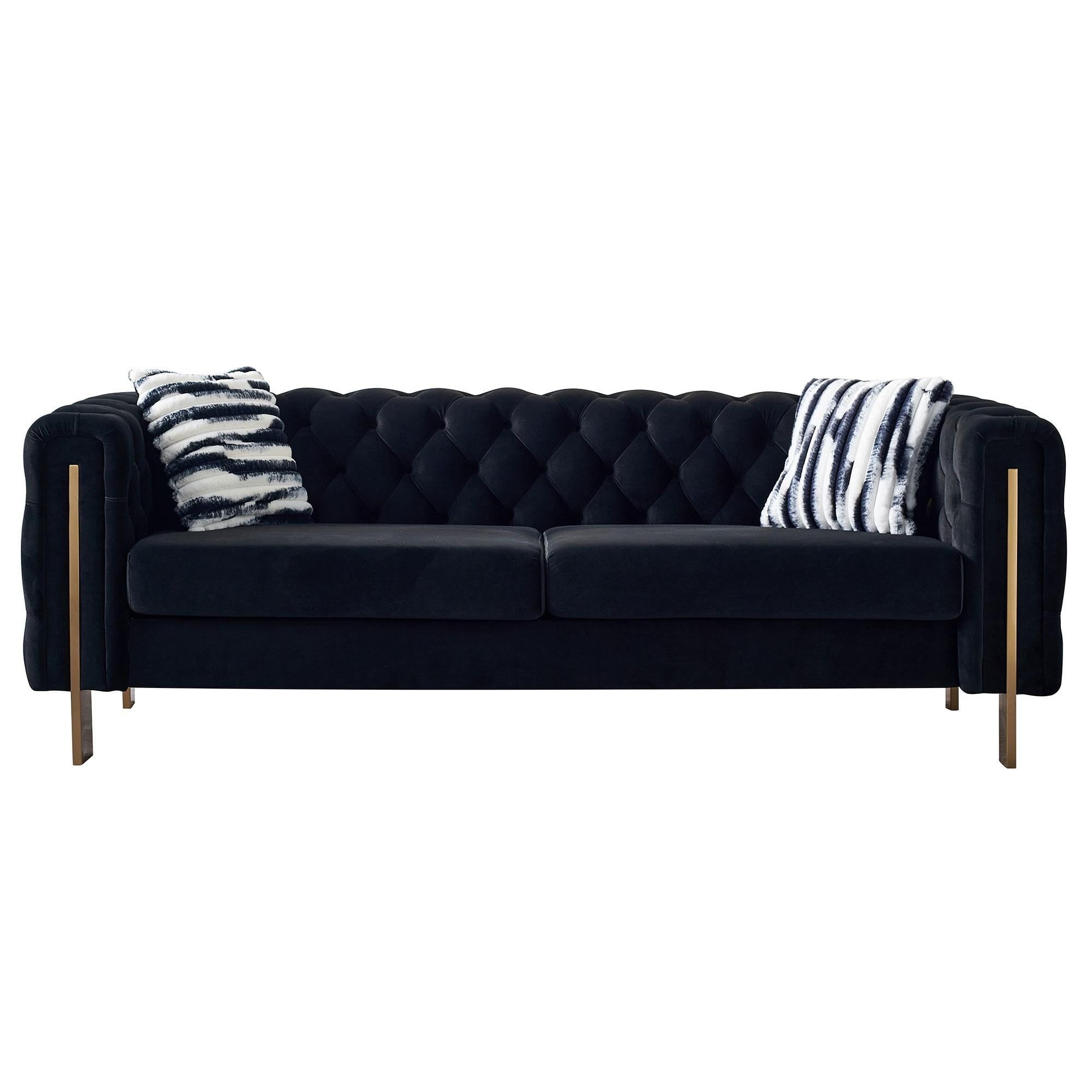 Gewnee Chesterfield Velvet Sofa,Button Tufted 3 Seater Sofa Couch With ... intended for