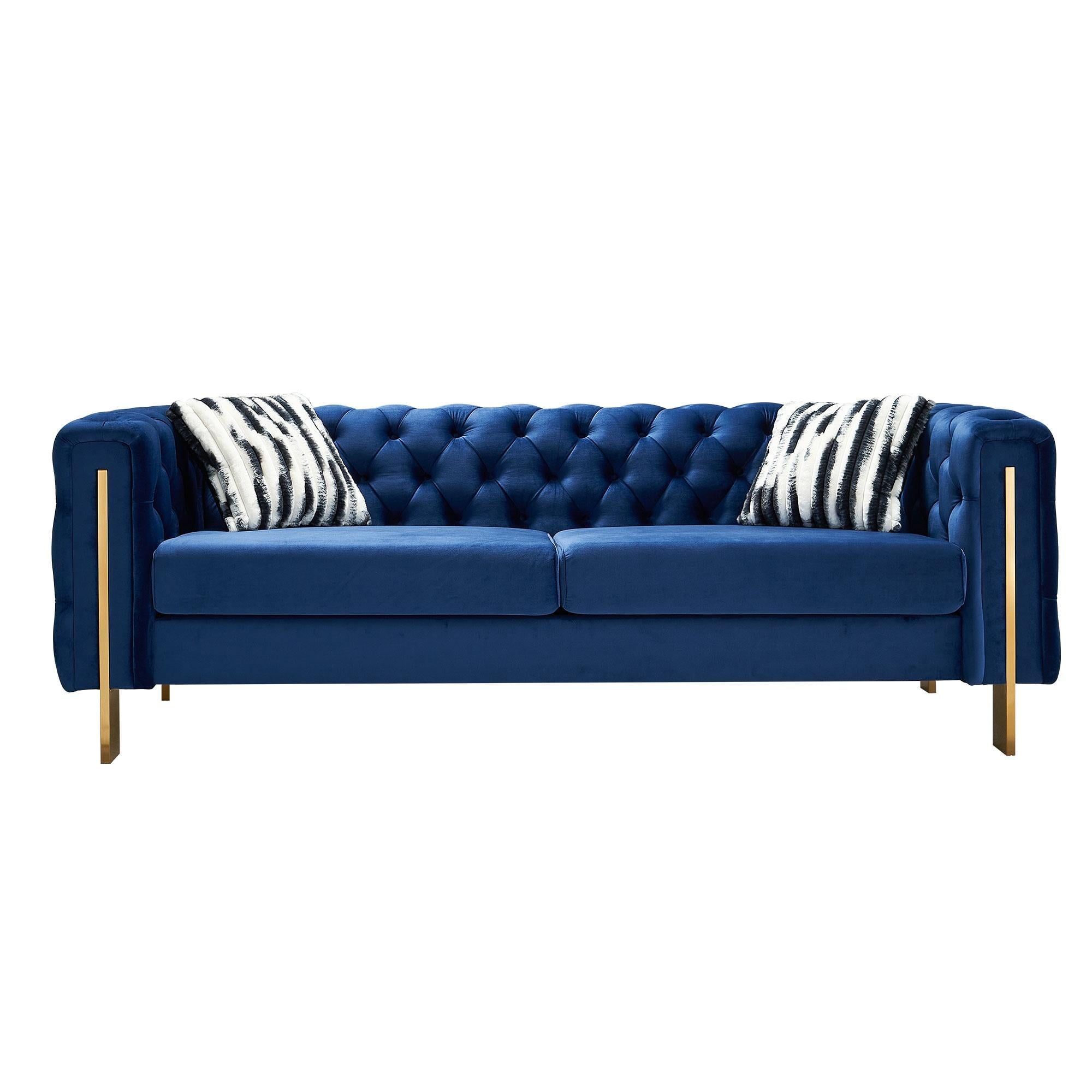 Gewnee Chesterfield Velvet Sofa,Button Tufted 3 Seater Sofa Couch With ... throughout The Durability and Longevity of the Gewnee Miranda Velvet 3-Seater Sofa