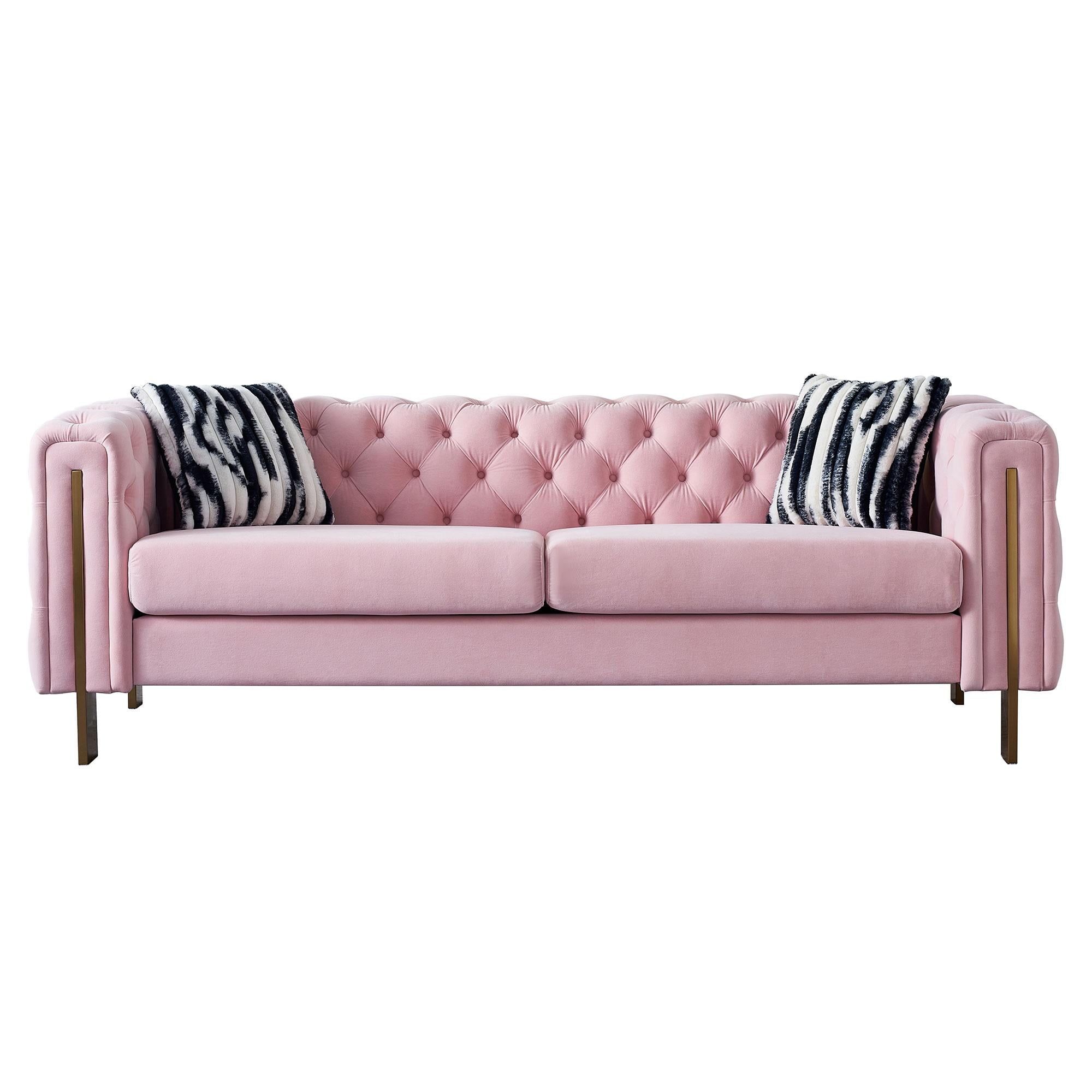 Gewnee Chesterfield Velvet Sofa,Button Tufted 3 Seater Sofa Couch With ... throughout The Durability and Longevity of the Gewnee Miranda Velvet 3-Seater Sofa