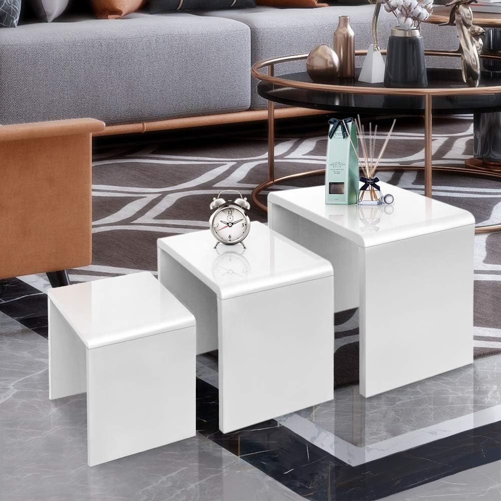 Gorvell Modern Simple Nest Of 3 Tables, Multi-Functional Sofa Nesting ... in
