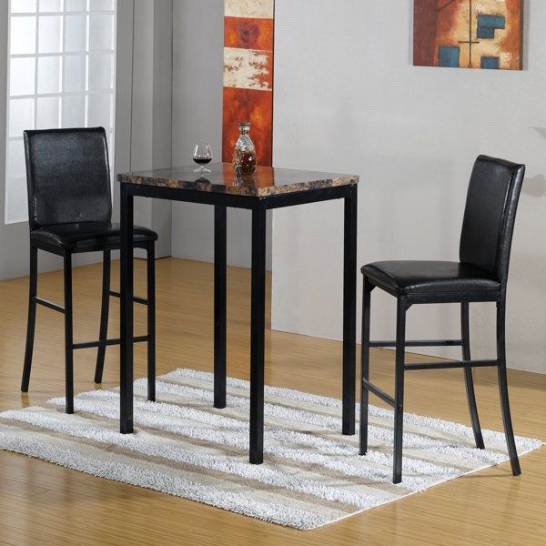 Hazelwood Home 3 - Piece Faux Marble Top Dining Set &Amp; Reviews | Wayfair intended for