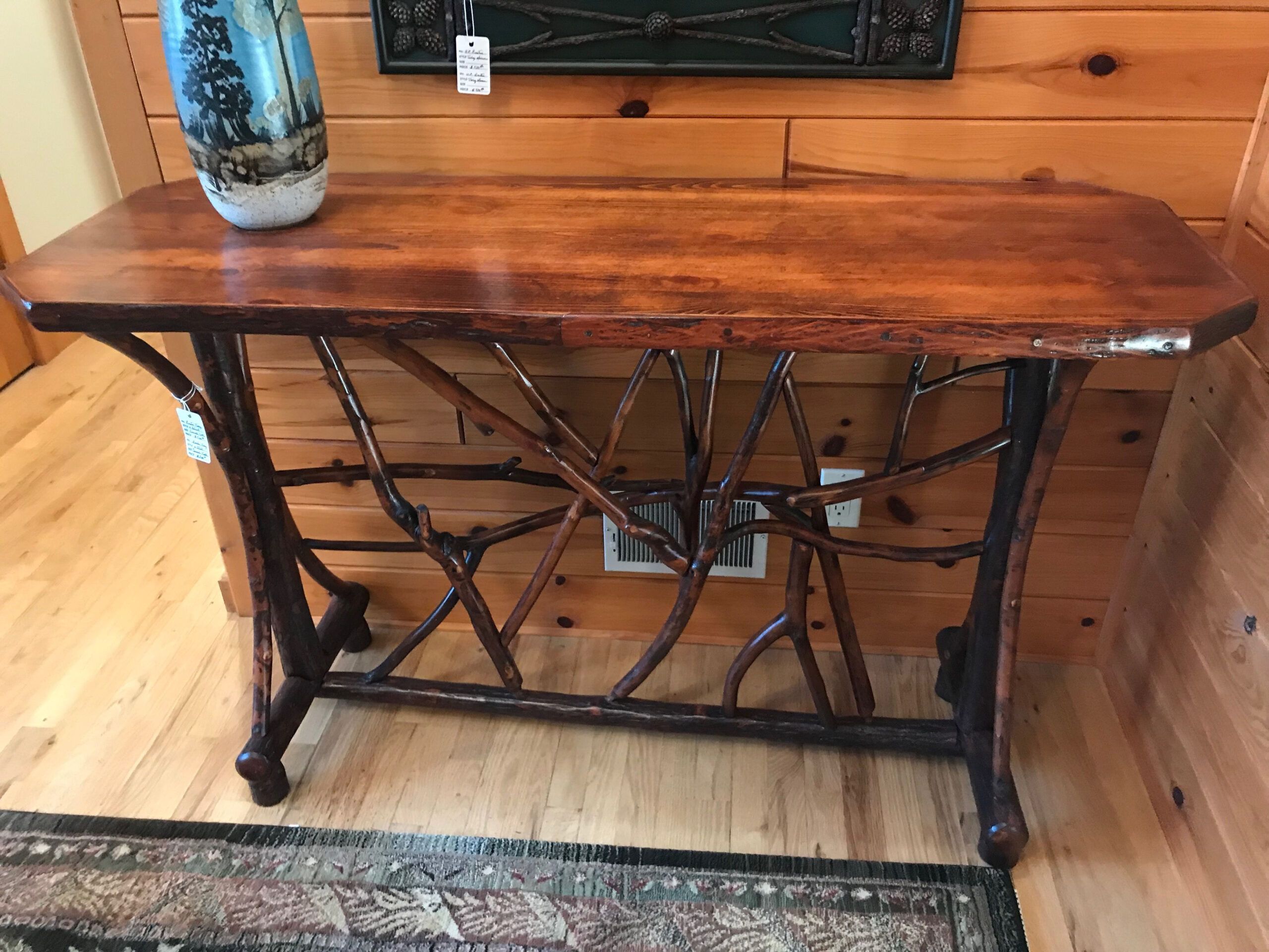 Hickory Sofa Table With Inset Twig Work Great Craftsmanship. Sold ... for Beyond the Basics Exploring Materials and Craftsmanship in Table Sets